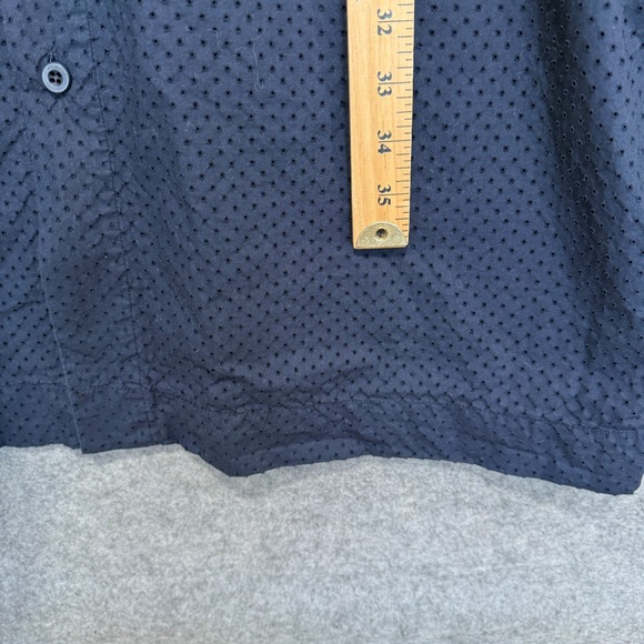 Labo Art Oversized Dress Womens Medium 2 Boxy Eyelet Poplin Shirt Dress Navy Dot - Picture 5 of 13